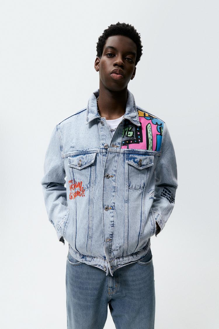 PRINTED DENIM JACKET Blue ZARA Ireland